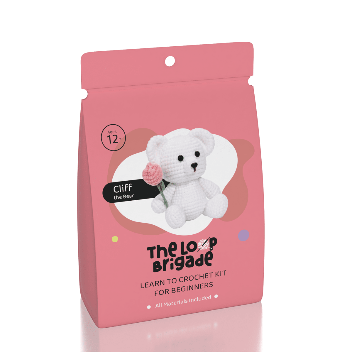 The LOOP Brigade: DIY Mini Crochet Plush Toy Complete Kit For Beginners - Cliff the Bear
