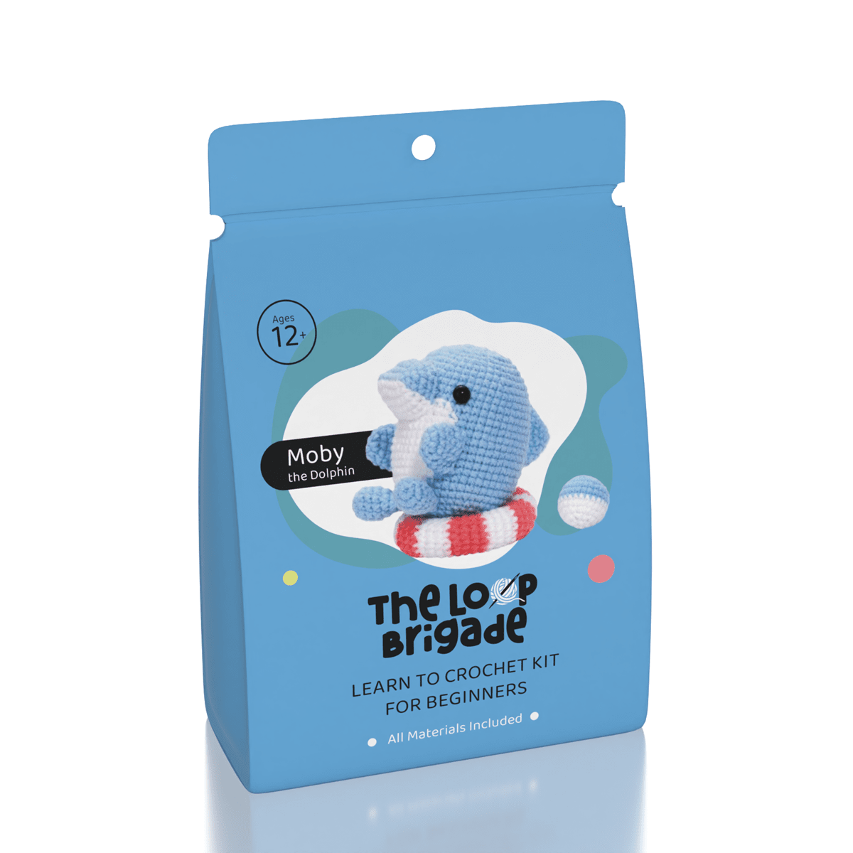 The LOOP Brigade: DIY Mini Crochet Plush Toy Complete Kit For Beginners - Moby the Dolphin